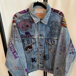 Custom designed denim jacket. Everything is hand drawn by myself.